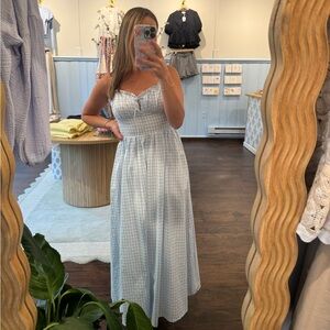 Storia Light Blue Gingham Maxi Dress